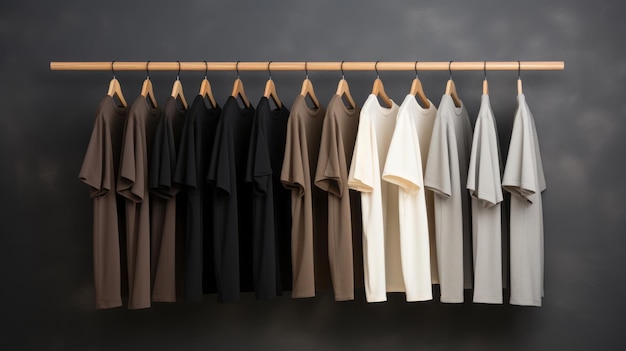 Tshirts hang neatly on a hanger