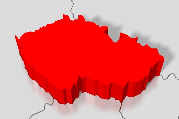 Tsjechië rood land vorm 3D illustratie