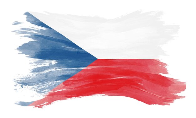 Foto tsjechische republiek vlag penseelstreek nationale vlag