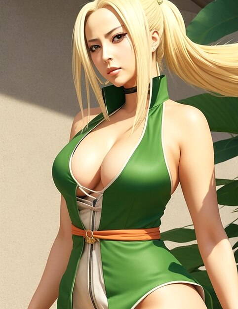 Photo tsunade sexy skin tight dress with white background