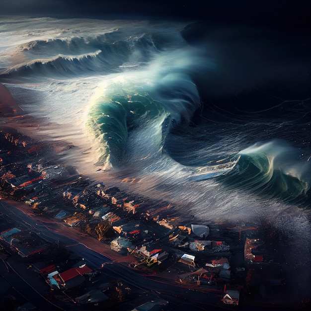 Foto tsunami-natuurramp generatieve ai