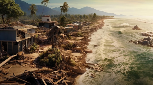 Foto lo tsunami si sta ritirando rivelando i danni scioccanti