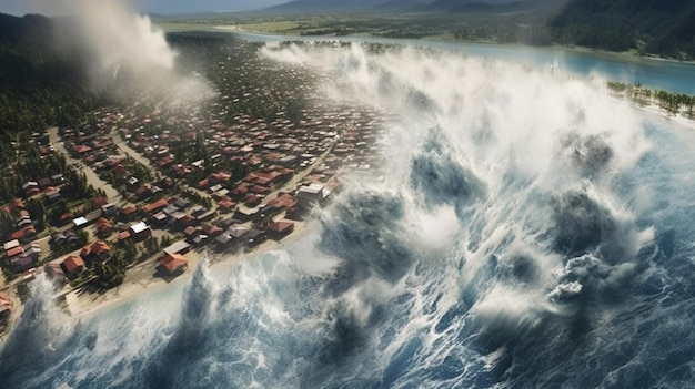 Photo tsunami receding revealing the shocking damage