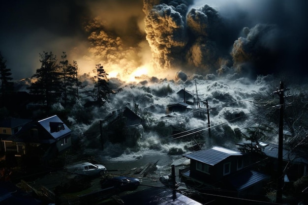 写真 雷雨と津波のシーン