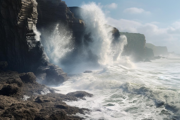 Tsunamis die kliffen raken