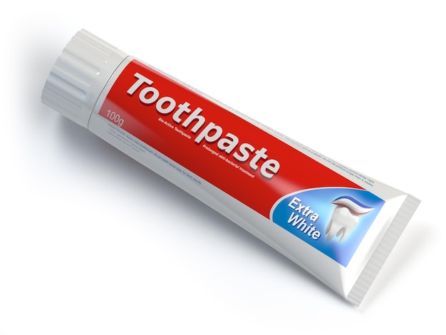 Ttoothpaste containers on white isolated background