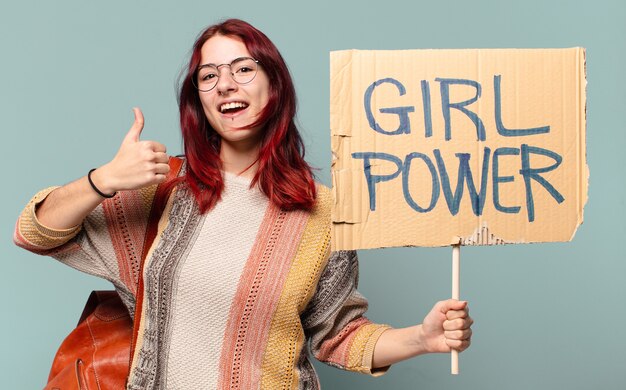 Tty student vrouwelijke activist. girl power concept