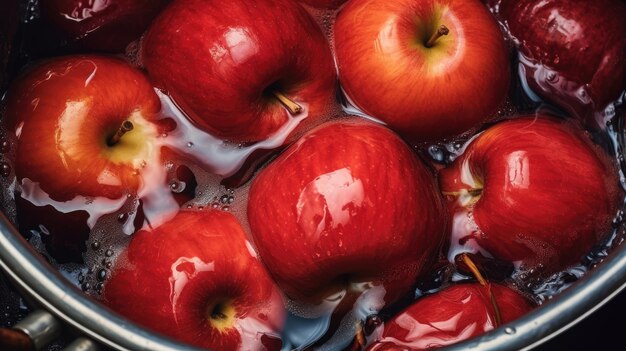 Tub or barrel filled with water and apples for the Halloween custom of Apple Bobbing AI banner