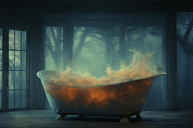 A tub filled with warm water