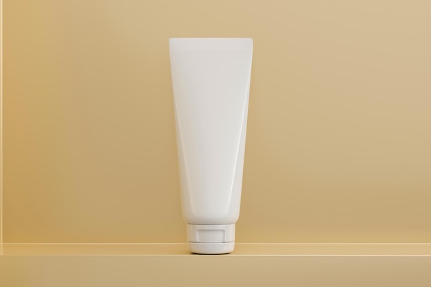 a tube of lotion standing upright on a shelf