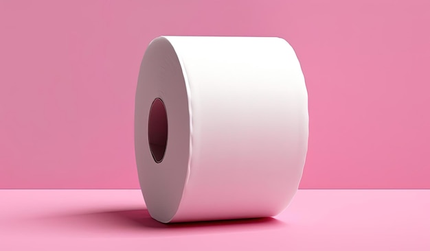 the tube of toilet paper on the pink background