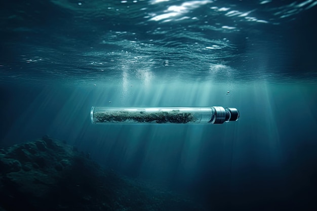 a tube with rocks in it under water