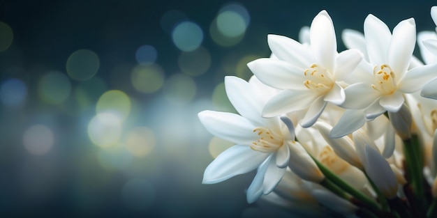 튜베로즈 꽃 흐린 배경 향기로운 향기 향수 생성 AI