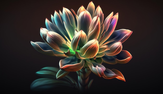 Tuberose flower neon illustration image Ai generated art