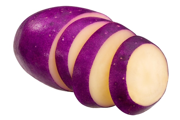 Tuberosum gesneden wegen van de blauwe donau-aardappel