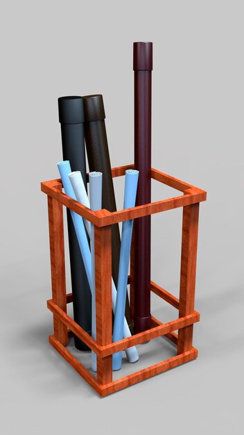 Tubes and drawings . 3D illustration