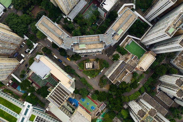 Tuen Mun, Hong Kong 09 September 2018:- Top down of Hong Kong apartment building