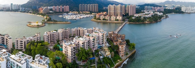 Tuen Mun, Hong Kong 16 mei 2019: Luchtfoto van de woonwijk van Hong Kong