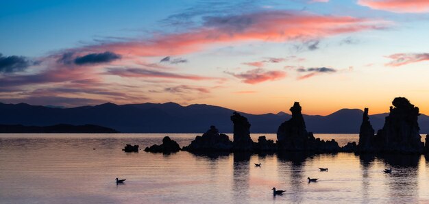 Tufa towers rock formation in mono lake