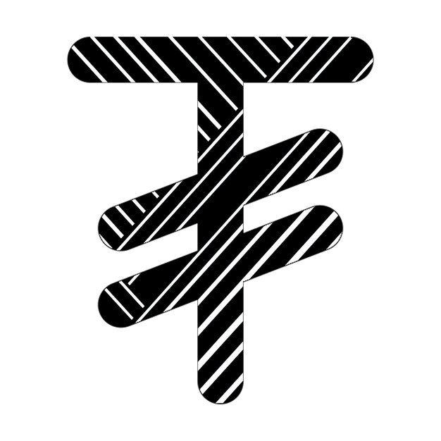 tugrik sign icon black white diagonal lines