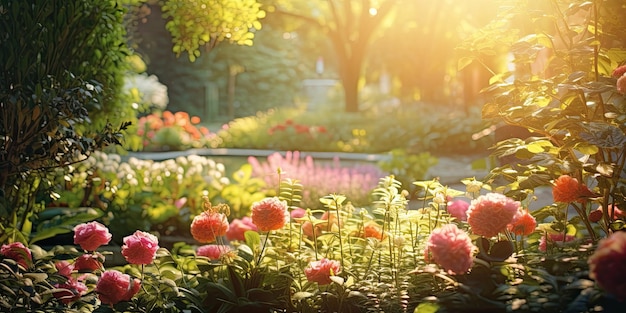 Tuin gevuld met zonlicht