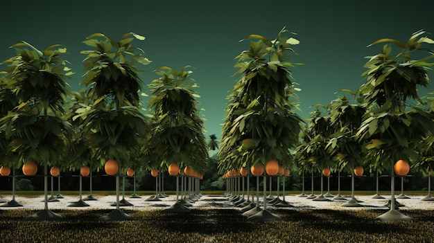 Foto tuin van mangobomen planten met fruit