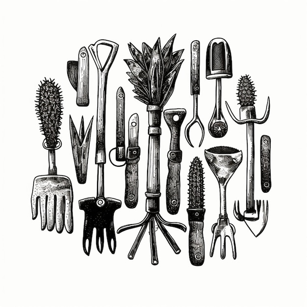 tuingereedschap clipart set