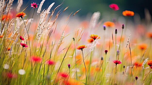 Tuingras met bloemen