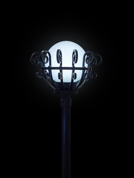 tuinlamp op een zwarte achtergrond