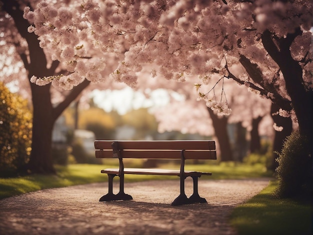 Tuinlandschap met kersenbloesems