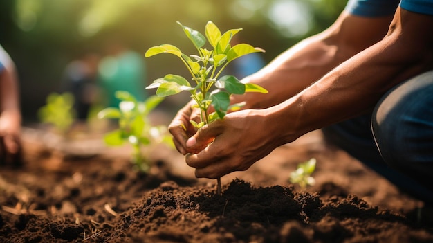 tuinman die in de grond plant