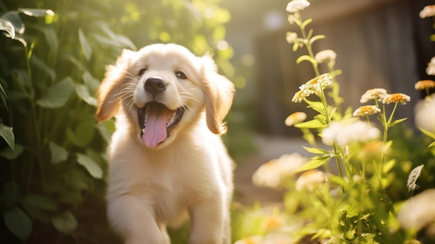 Tuinspeeltijd met een charmante puppy