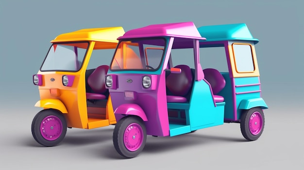 Tuk-tuk in moderne stijl in trending kleurenpalet voor reclame met Generative AI