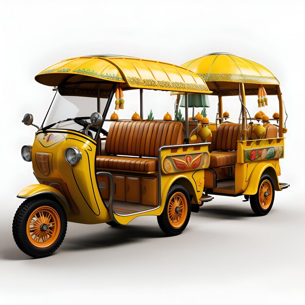 Tuk Tuk taxi on a light background 3d rendering