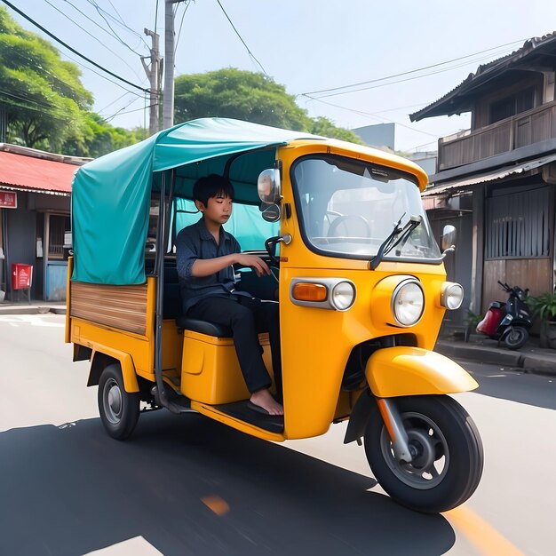 사진 타이 택시 (tuk-thai taxi) 택시, 리크샤 (auto rickshaw), 트럭, 트럭, 3 차량 (three-wheeler), 도시 교통 차량 (urban transport vehicle)