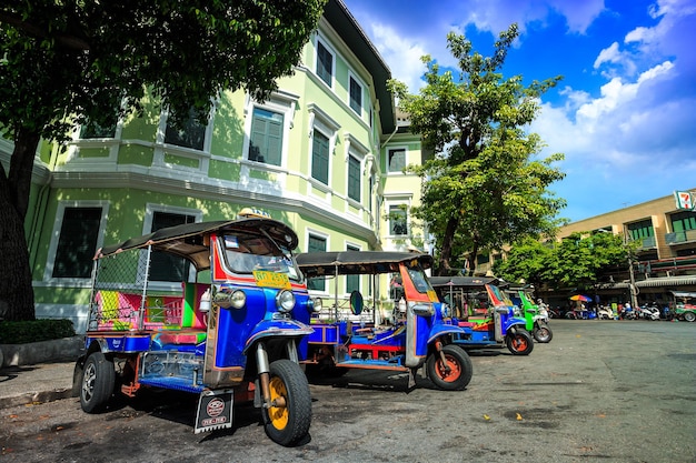 Tuk tuks on a street in the city This method of public transport is still popular