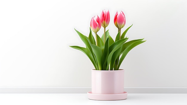 Tulip bloemen pot op witte achtergrond