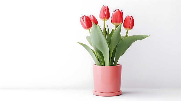 Tulip bloemen pot op witte achtergrond