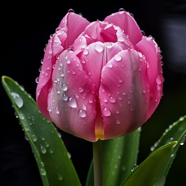 tulip in dew