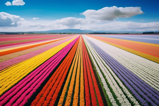 Tulip fieldsPink yellow red tulips