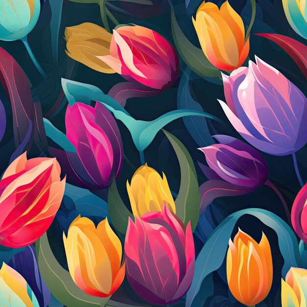 Photo tulip floral colorful pixel pattern