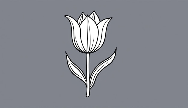 Tulip Flower Icon in Hand Drawn Style