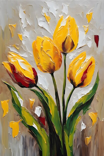 Tulip flower painting Palette knife