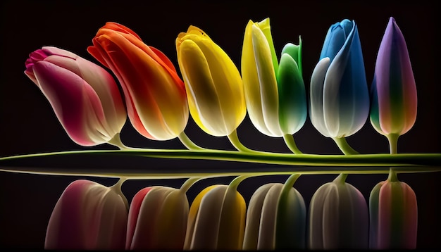 Tulip flower Spring the key of the happy holidays generative ai