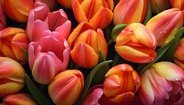 Tulip flowers fresh seamless background