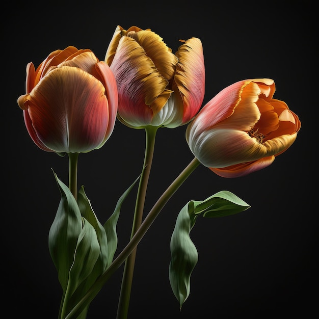 Tulip Flowers on Grey Background