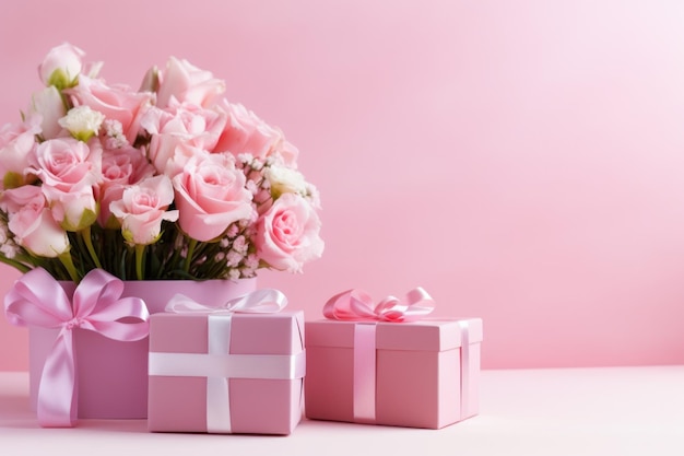 Цветы тюльпана с подарочной коробкой Иллюстрация AI GenerativexA