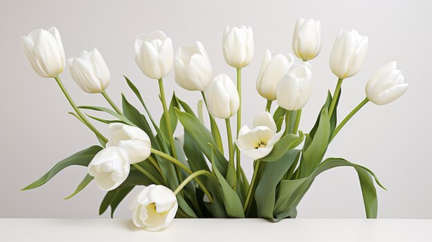 Photo tulip harmony group of white tulips creating serene beauty