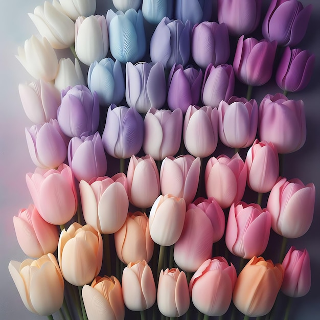 Tulip Ombre Soft Pastel Hues Transitioning from Light Pink to Lavender