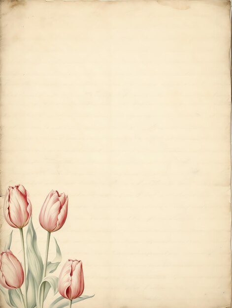 Foto tulip paper mooie antieke vintage oude pagina scrapbooking junk journal achtergrond met kopie